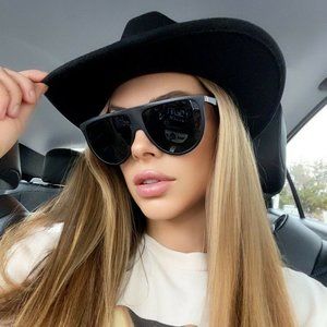 Sunglasses Thin SHADOW TEARDROP Oversized Flat Top Aviator Women SHADZ